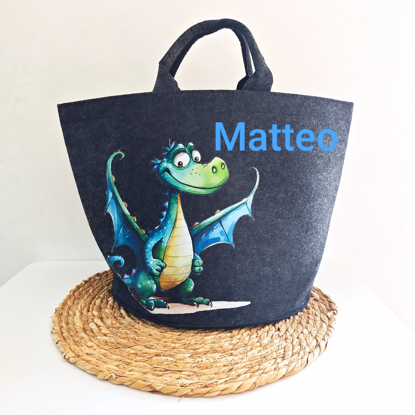 Personalisierte Korbtasche "Drache"