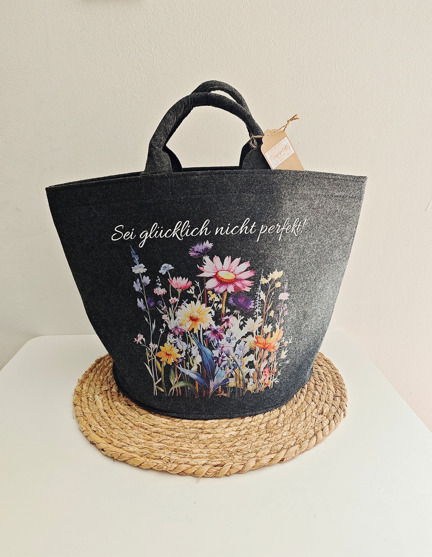 Korbtasche "Sei glücklich"
