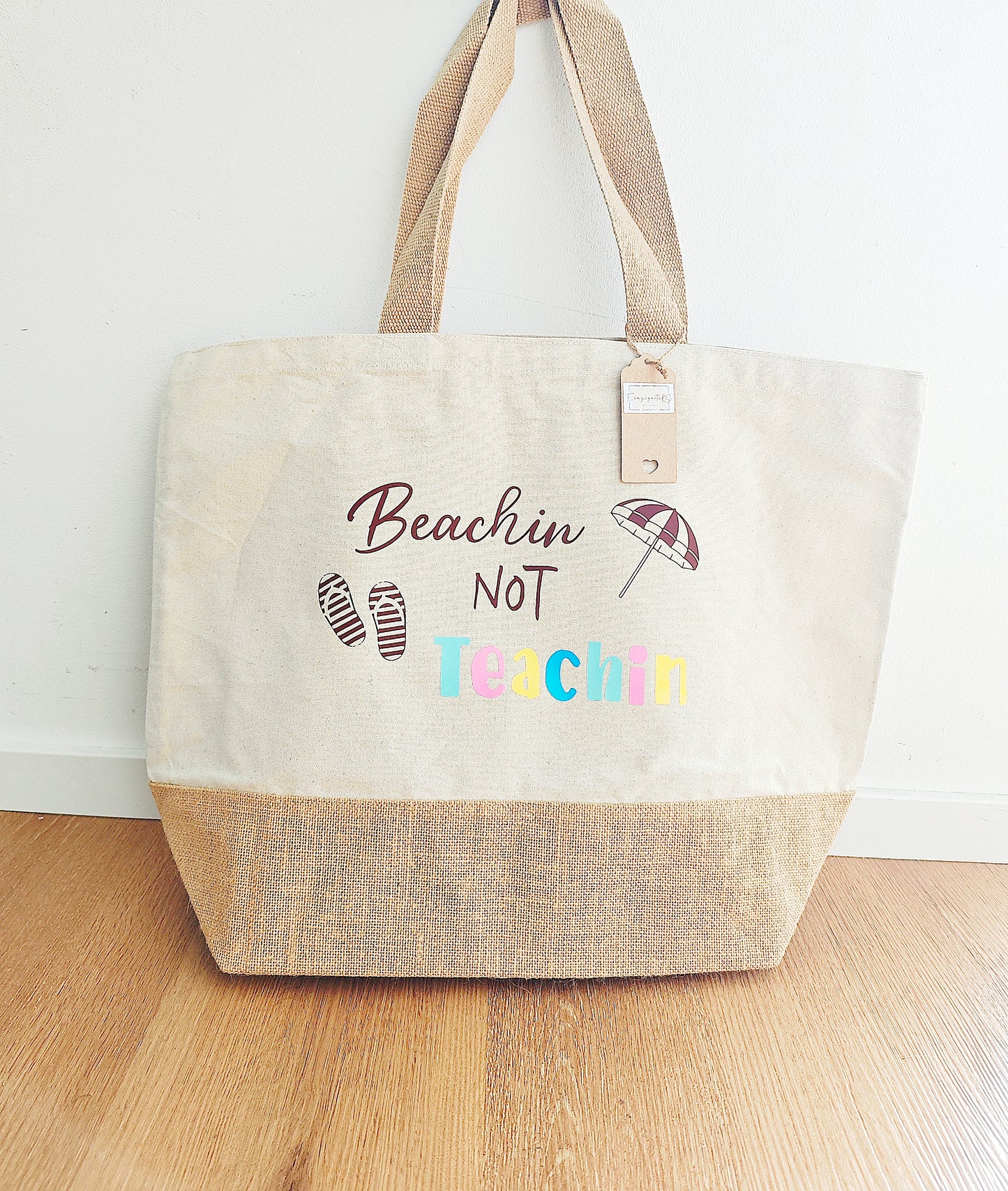 XL Strand Tasche "beachin Not teachin"