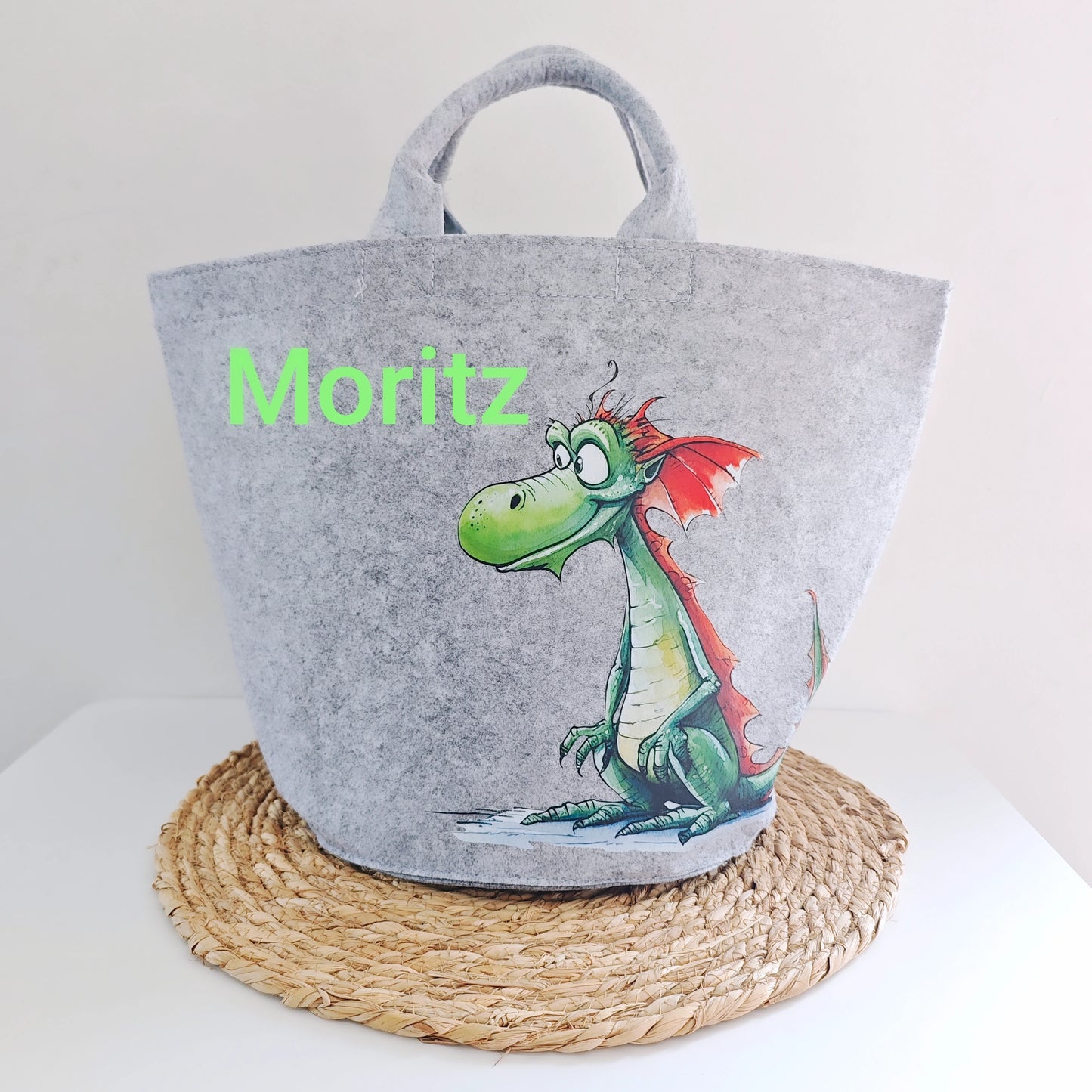 Personalisierte Korbtasche "Drache"