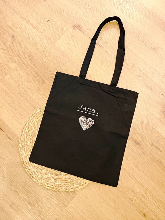 Baumwolltasche Leoprint Herz