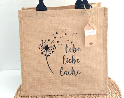 Jute Tasche "lebe,liebe,lache"