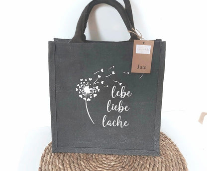 Jute Tasche "lebe,liebe,lache"