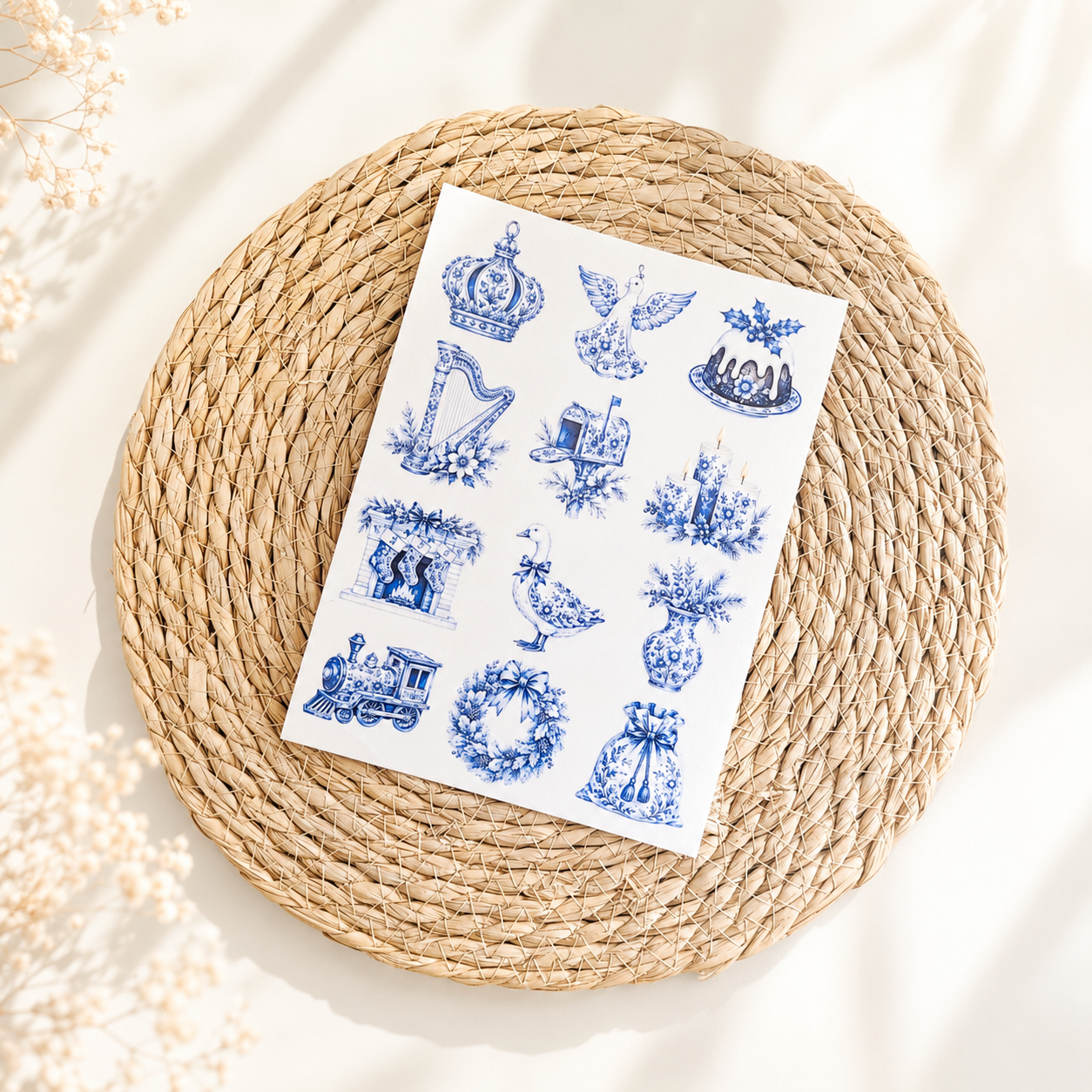 Rub On "Weihnachts Muster blau"