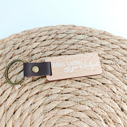 Schlüsselanhänger Holz "Hochzeit"