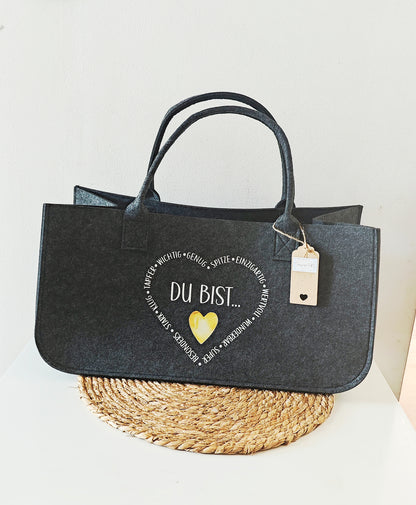 Filztasche XL "Du bist"