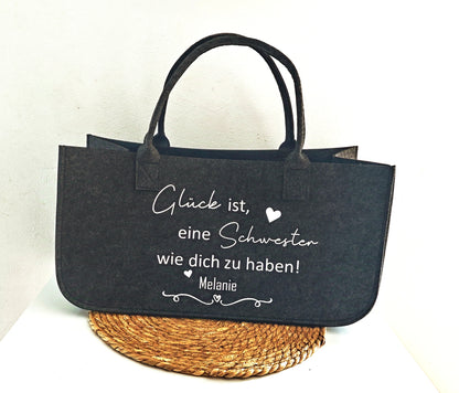 XL Filztasche "Glück ist"