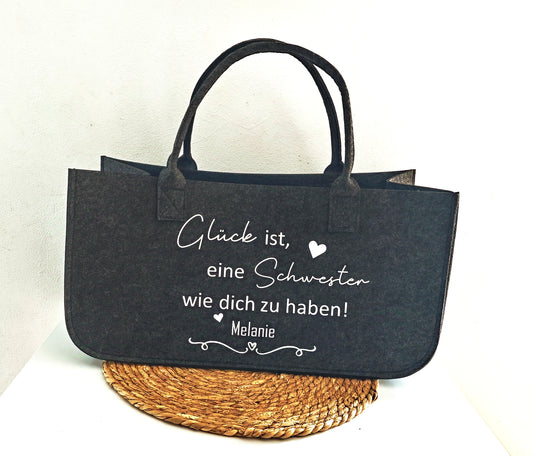 XL Filztasche "Glück ist"
