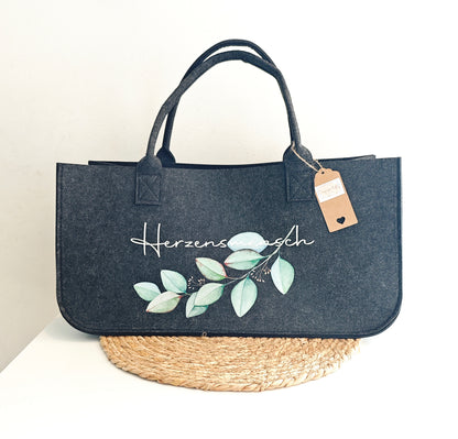 Filztasche XL "Alltagsheldin + Herzensmensch"