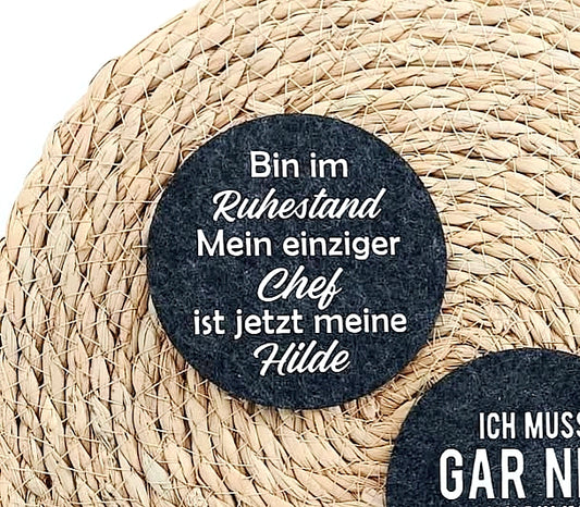 Glasuntersetzer personalisiert "Ruhestand"
