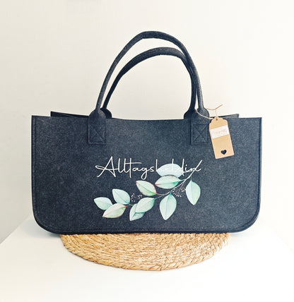 Filztasche XL "Alltagsheldin + Herzensmensch"