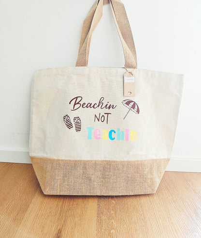 XL Strand Tasche "beachin Not teachin"