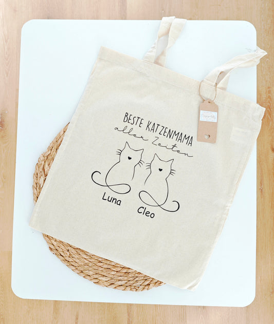 Baunwolltasche personalisiert "Katzen Mama"