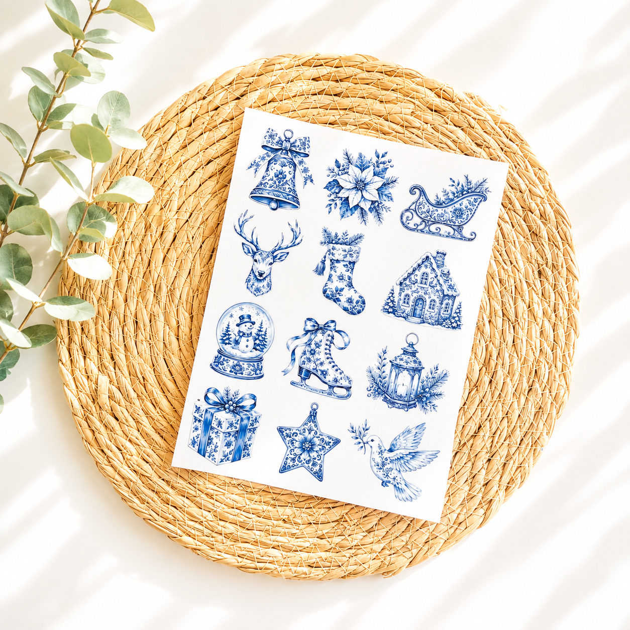 Rub On "Weihnachts Muster blau"