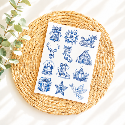 Rub On "Weihnachts Muster blau"