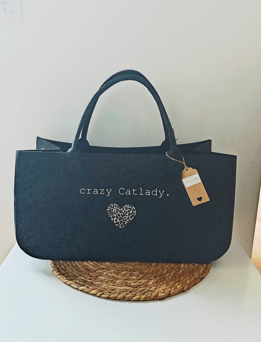 Filztasche XL "crazy Catlady"