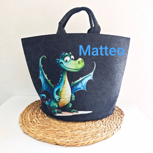 Personalisierte Korbtasche "Drache"