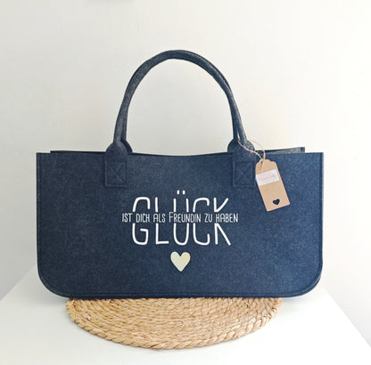 Filztasche XL "Glück ist dich als Freundin zu haben"