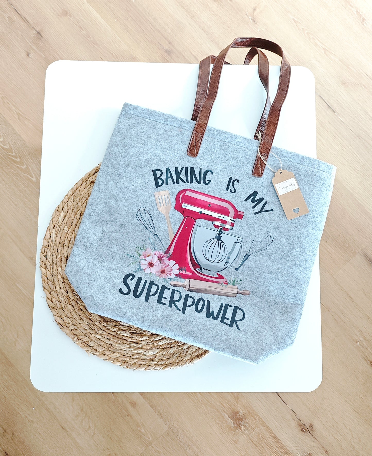 Filztasche "Baking is my Super Power"