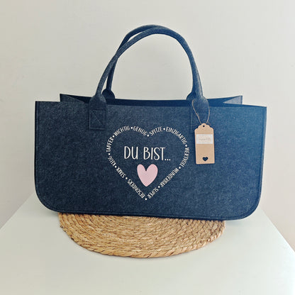 Filztasche XL "Du bist"