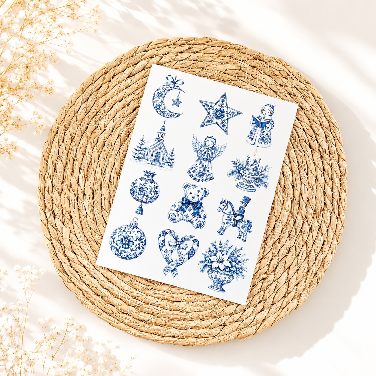 Rub On "Weihnachts Muster blau"