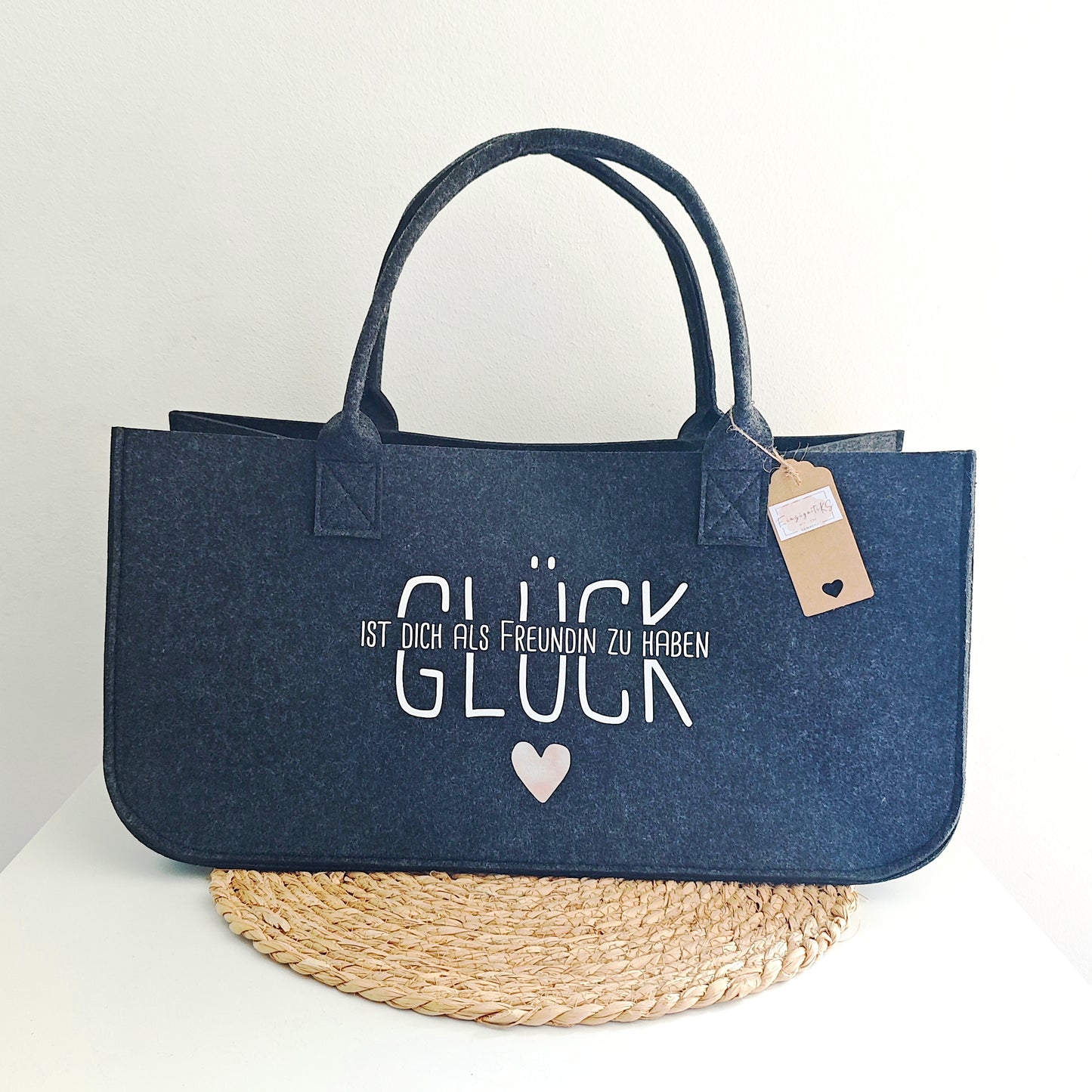 Filztasche XL "Glück ist dich als Freundin zu haben"