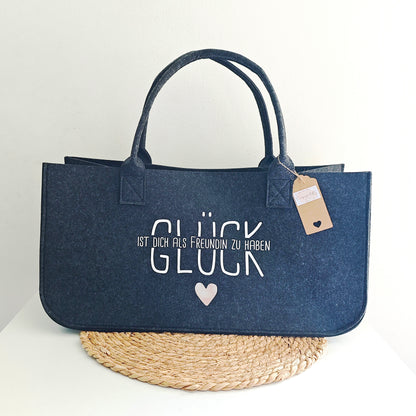 Filztasche XL "Glück ist dich als Freundin zu haben"