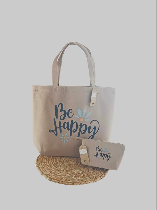 Filztasche beige "be Happy"
