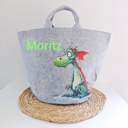 Personalisierte Korbtasche "Drache"