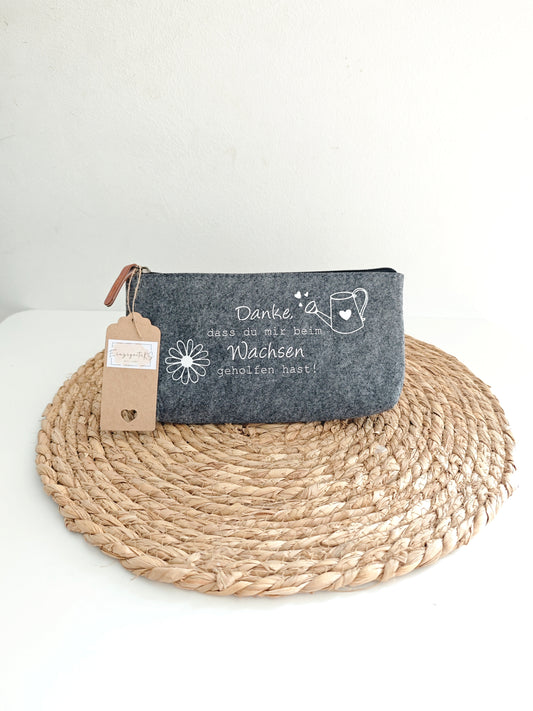 Kleine Filztasche grau "Danke"